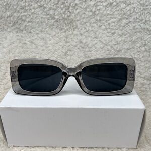 NWT Super Sunglasses Vintage Style Square Frame Light Grey